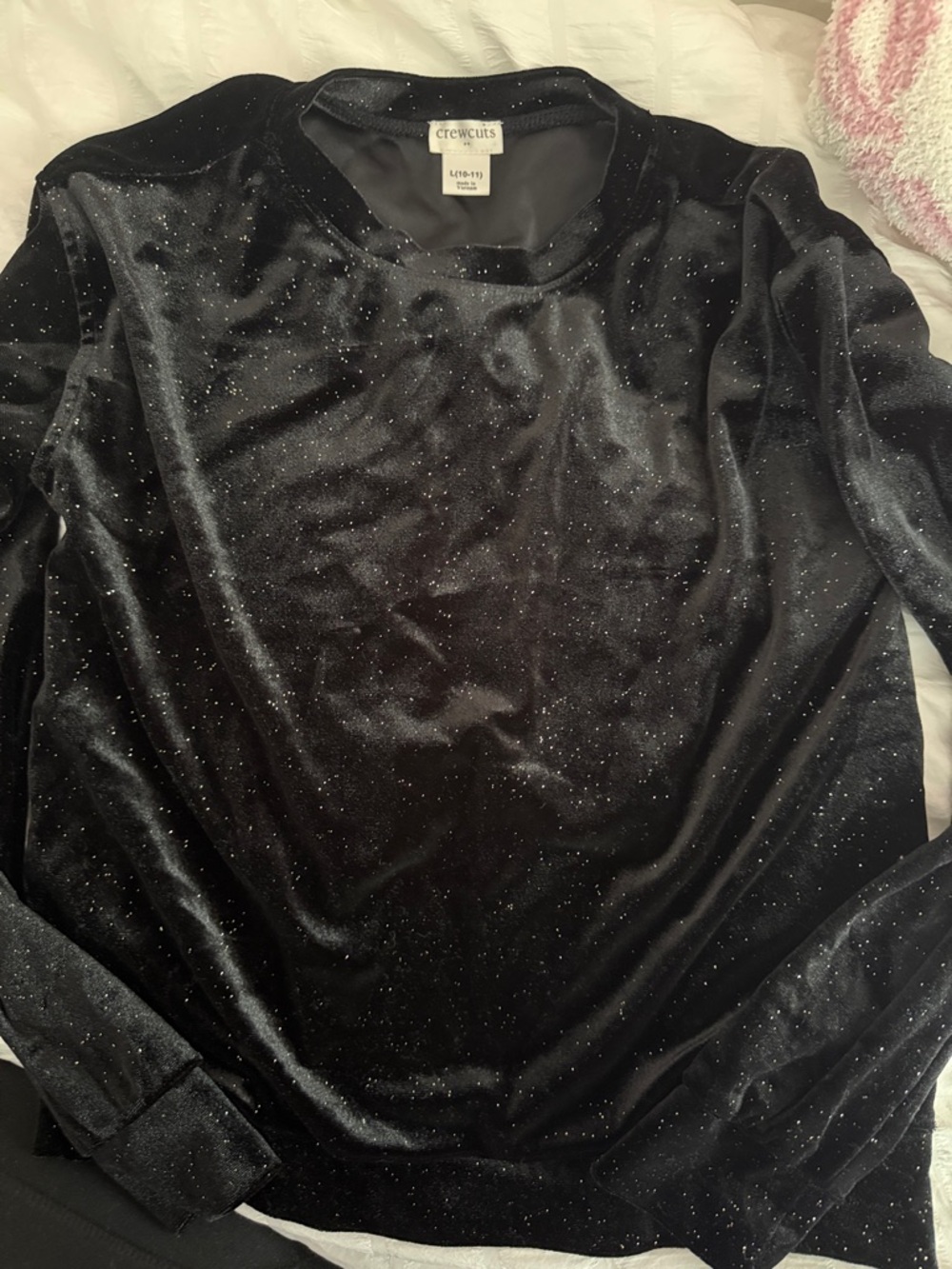 Crewcuts Black Velvet Sparkle Long Sleeve Top